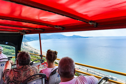 Rodos: Wycieczka autobusowa z możliwością wsiadania i wysiadania na dowolnych przystankachCzerwony autobus wycieczkowy wskakuj/wyskakuj na Rodos