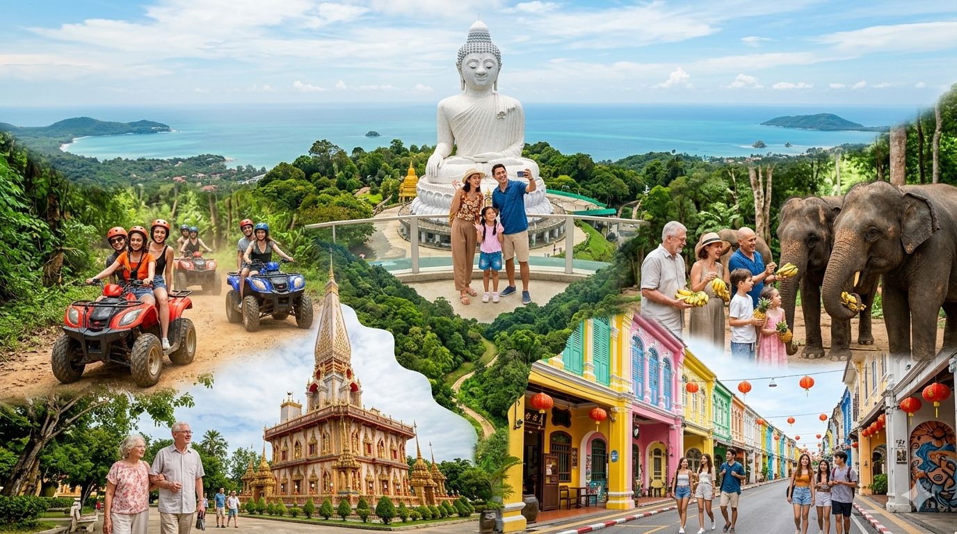Phuket: Stadt-Highlight – Großer Buddha, Quad, Elefanten & Seilrutsche