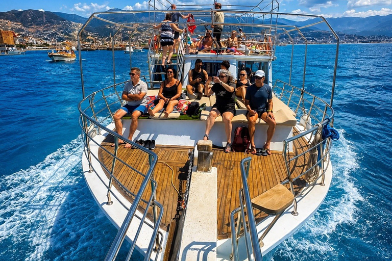 Alanya: Morning or Sunset Relaxing Boat Tour w/ Lunch, Alanya: Sunset Relaxing Boat Tour With Transfer.