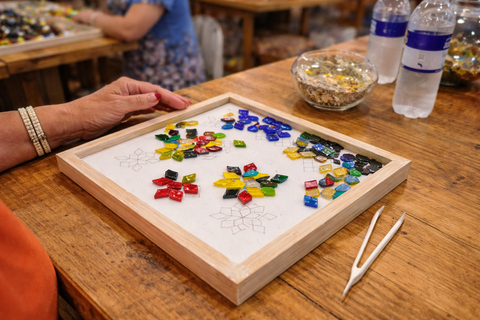 Marrakech: Original Moroccan Mosaic Lamp Workshop & Snacks Start Pickup with Tuk Tuk – Mosaic Lamp Workshop