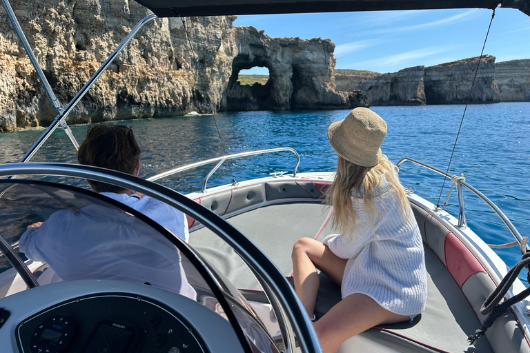 Malta: Comino Crystal Lagoons & Sea Caves Private Tour 3 hour private boat trip