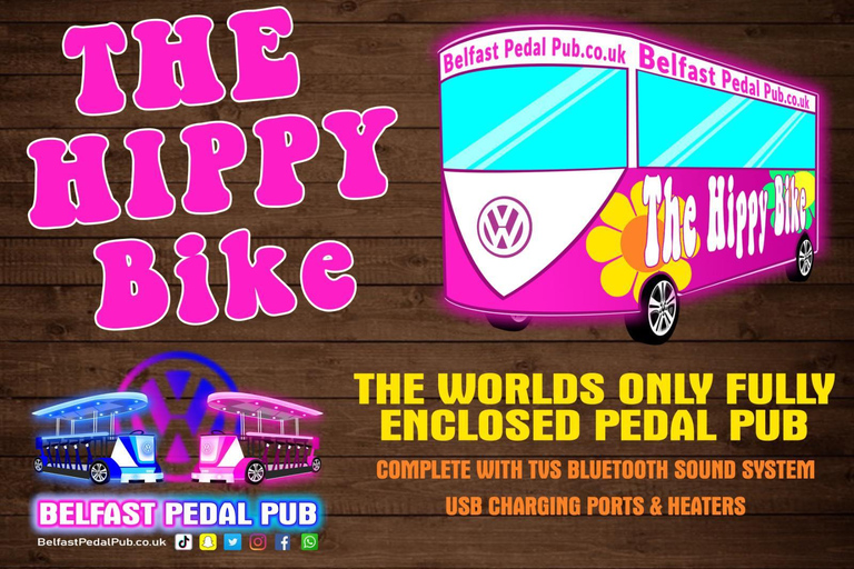 Vollverkleidetes Pink Party Bike rund um Belfast