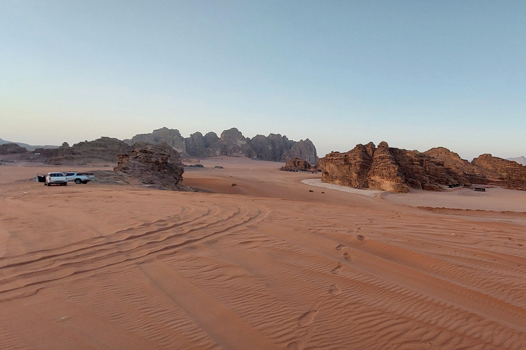 Amman or Dead Sea: Petra & Wadi Rum Jeep Tour and Dinner. From Amman: Tour to Petra and Wadirum with Guide in Petra.