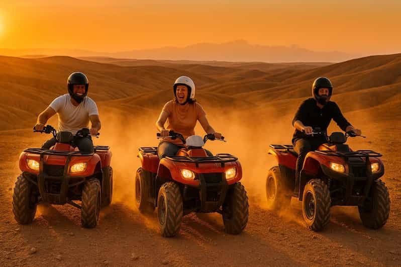 Forfait : dîner à Agafay, coucher de soleil, spectacle, balade en quad ou à dos de chameau. - quad