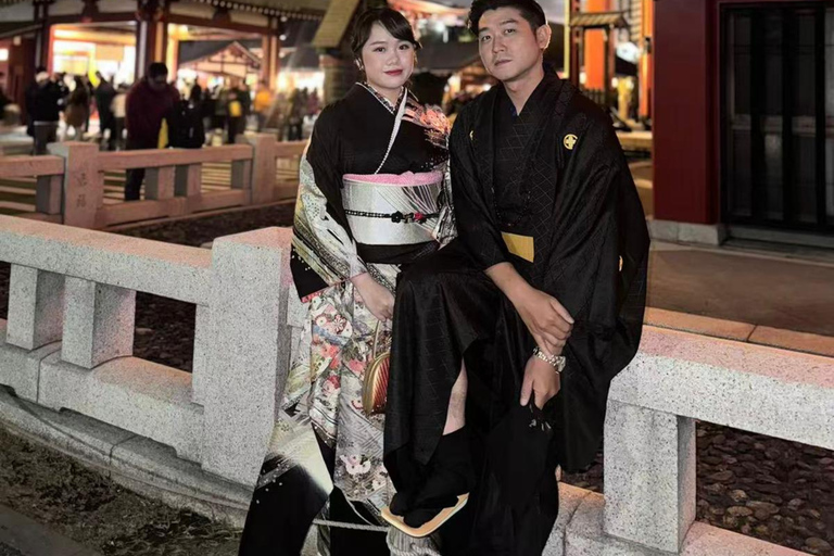 Tokyo: Asakusa Kimono Rental with Professional Hair Couple Kimono Plan
