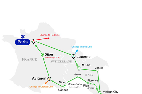 Paris: 7-Day Italy, France and Swiss Tour with Accommodation